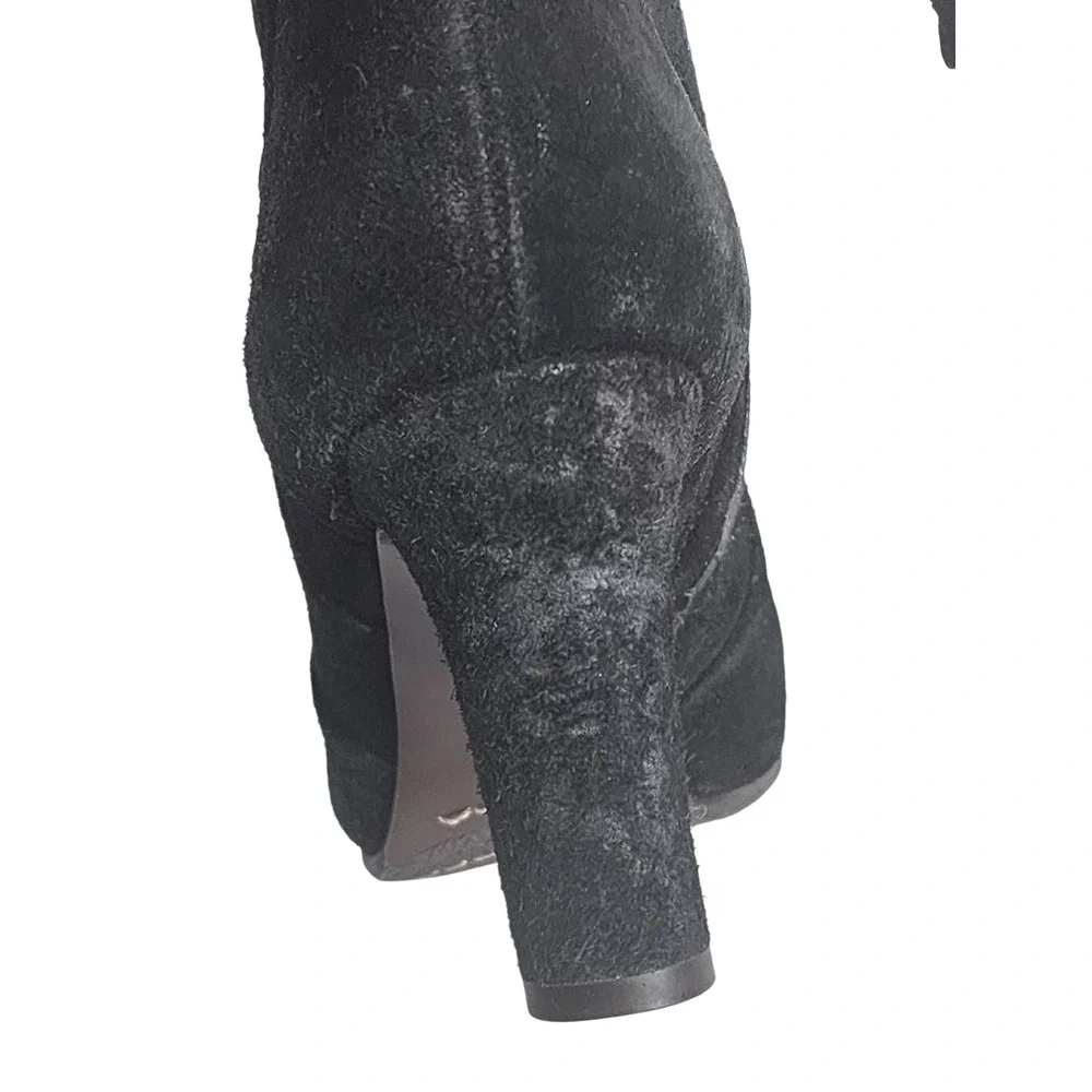 Tory Burch Milan Black Suede Ankle Boots Gold Hardware Block Heel 7 31138372